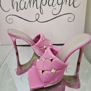 ALDO NIB ZAESA PRETTY BARBIE PINK STUDDED STILETTO SLIDES
